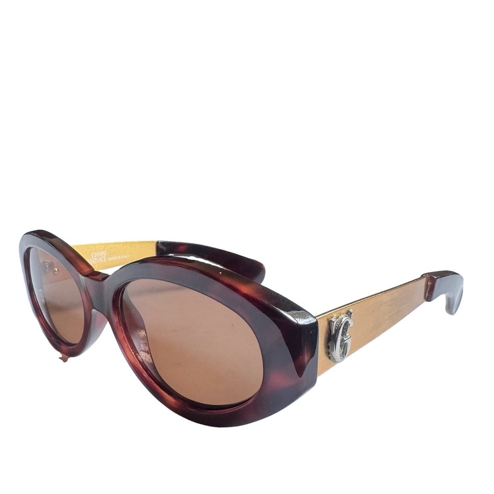 Gianni Versace 1996 Unisex Vintage Gold Black Sunglasses MOD 461/A COL 900